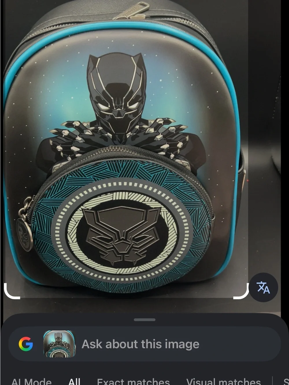Loungefly Black Panther Men's Backpack in Black and Teal Trim